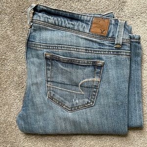 American eagle, super comfy, light wash, slim, boot jeans